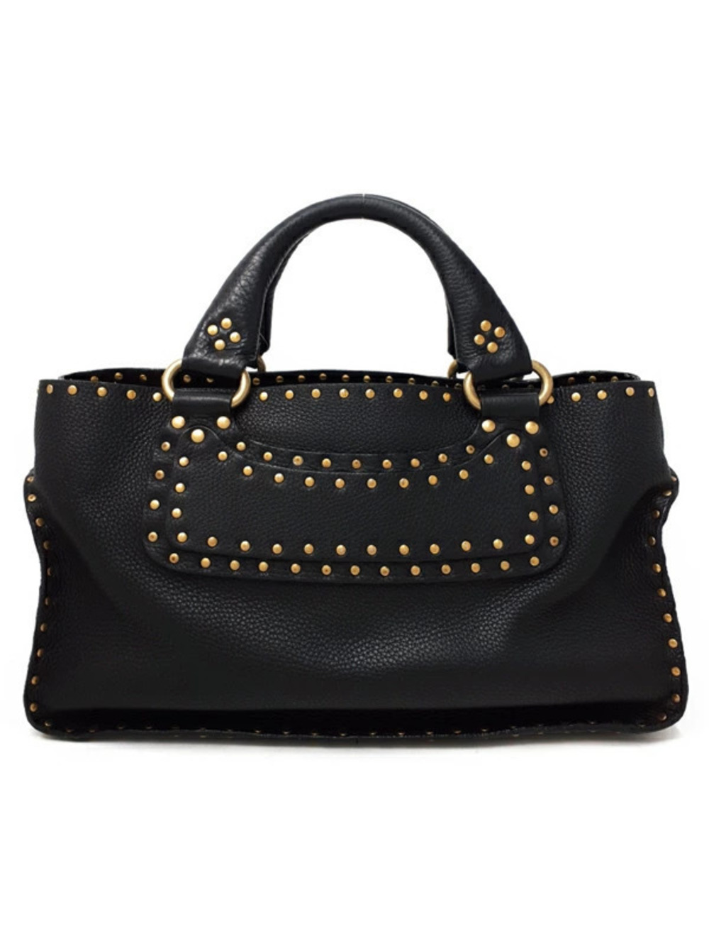 Celine Boogie Bag goldtone Leather stud flap Black